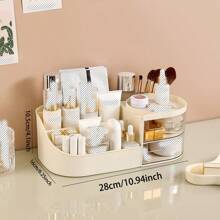 1 件桌上型梳妝台抽屜式化妝品收納盒 - 奶油白 - 查看 3