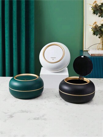 1pc Small Desktop Waste Bin For Home And Office Use, Mini Luxury Style, Press Lid Design,Kitchen,Bathroom,Home,Household Supplies