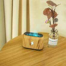 1 台 Usb 電源可充電便攜式 7 色火焰氛圍燈空心閃雷迷你加濕器、香薰擴散器,適用於辦公室、客廳和臥室 - 淺木紋色 - 查看 2