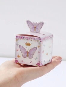 24个紫色蝴蝶造型迷你礼盒，适用于性别揭晓派对、生日派对、婚礼、家庭聚会、节日派对及其他场合的礼品包装 - 紫色 - 查看 2