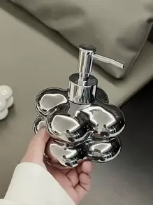 1 Peça Dispenser de Sabonete Líquido para Banheiro, Feito de Cerâmica Prateada, Adequado para Garrafa de Gel de Banho, Garrafa de Shampoo, Dispenser de Sabonete com Bomba, Decoração de Banheiro Doméstico, Decoração de Outono, De Volta às Aulas