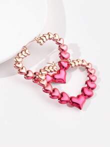 歐美風格,簡約創意心形女耳環1對 - 耳環 - 查看 4