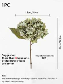 1支/3支仿真绣球花束，假花植物，房间装饰，秋季装饰，花园秋季装饰，餐桌摆件，生日派对装饰，婚礼花束，新娘花束，家居装饰，餐厅，卧室，窗台装饰，花瓶装饰，情人节礼物，新年装饰，户外花园，返校季，情人节，毕业礼物 - 薄荷綠 - 查看 2