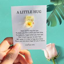 1 tấm thiệp chúc mừng hình chú gấu cười dễ thương & túi đựng động vật bằng nhựa, quà tặng ôm khi gặp mặt - Mặt hàng không phổ biến, Mặt hàng giá rẻ, Mặt hàng nhỏ, Giáng sinh - Màu be - Xem 5