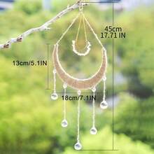 1pc Crystal Ball Prism, Moon Sun Catcher Crystal Rainbow Suncatcher Pendant Window Hanging Pendant Handmade Large Hanging Crystals Ornament For Garden Home Yard Christmas Hanging Decor-C - Apricot - View 3