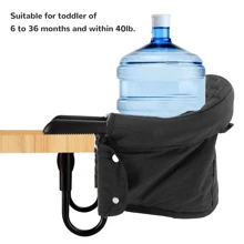 便携式婴儿高脚椅、儿童高脚椅、桌边餐椅、方便携带婴儿喂食椅，适合户外/旅行 - 黑色 - 查看 4