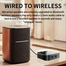 Nfc無線音頻接收器bt5.3適配器3.5mm Aux R/l Rca立體聲無損hifi音樂,配有遙控器,支援usb U盤播放車套揚聲器放大器（內置200mah電池） - 黑色 - 查看 6