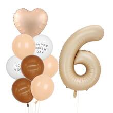9pcs/Set Caramel Color Number Balloons (1-6) Birthday Party Decoration - Coffee Brown - View 8