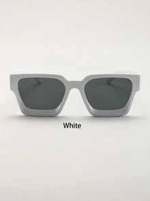 1入組男士塑料方形小框時尚眼鏡,適用於日常穿搭配件 - 灰色 - 查看 6