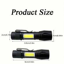 1/2/4/8pcs Mini Torch, LED Rechargeable Flashlight, Portable USB Charging Flashlight, Durable Waterproof Long Range Lantern For Camping - Black & Yellow - View 8