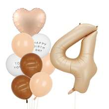 9pcs/Set Caramel Color Number Balloons (1-6) Birthday Party Decoration - Coffee Brown - View 6
