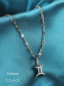 1個時尚個性的男女款12星座吊墜項鍊,情人節情侶禮物 - 銀色 - 查看 13