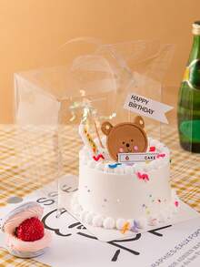 小型 5 英寸方形手持透明蛋糕盒，适用于慕斯、布丁、烘焙、1 件学校用品食品袋食品盒，适用于糖果巧克力饼干等。 - 無色 - 查看 5