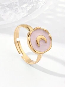 1pc Multicolor Crescent Shape Pendant With Dripping Oil Effect - Gold - View 7