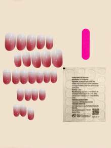 Obtenez le glamour avec 24 pièces faux ongles ovales courts rose dégradé brillant & 1 pièce Lime à ongles & 1 feuille de ruban faux ongles. Fournitures pour ongles