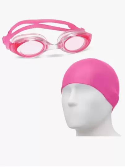 Kit Touca de Mergulho Touca Natação Hidrogisnática de Silicone + Óculos de Piscina Adulto