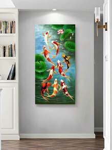 1 件墙壁艺术，令人惊叹的抽象锦鲤和莲花帆布画，房间装饰画，大型艺术印刷海报，艺术墙家居画，适用于浴室卧室办公室餐厅墙壁装饰，适合每个人的创意礼物，无框架 - 綠色 - 查看 5