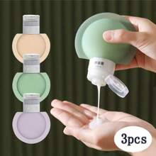 3 件旅行分装瓶便携式卸妆样品空瓶，半圆形硅胶挤压分装瓶适用于 60 毫升洗发水、化妆品、沐浴露分装瓶旅行/学校/家庭旅行必需品旅行配件旅行必备品海滩度假暑假学校配件返校用品