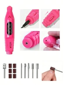 Manicure Set With UV Lamp And Nail Drill Machine UV LED Light For Gel Nails & Nail Drill Machine & File & Grinding Head & Finger Splitter Set - Pink - View 3
