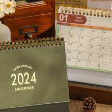 2024年桌上型立式翻頁式桌面月曆,從現在至2024年12月 - 金屬環雙線圈裝訂的小型桌面月曆,適用於家庭辦公室學校 - 綠色 - 查看 6