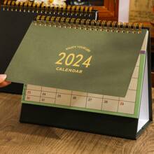 2024年桌上型立式翻頁式桌面月曆,從現在至2024年12月 - 金屬環雙線圈裝訂的小型桌面月曆,適用於家庭辦公室學校 - 綠色 - 查看 5
