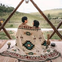 1pc Picnic Blanket, Moisture-Proof Mat, Camping Mat, Thickened, Suitable For Picnic, Camping, Warmth, Table Cloth, Carpet, Outdoor Wind - Beige - View 2