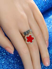 1 stuk Vrouwen In de mode Plum Blossom Gevormd Ring Met Kristal detail Voor High-end gevoel En Verfijnd Vakmanschap