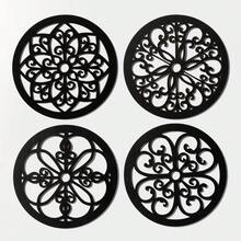 木雕圓形實木裝飾歐式木質背景牆裝飾家居藝術吊飾 - 黑色 - 查看 2