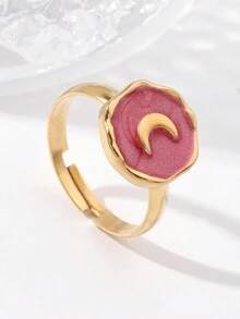 1pc Multicolor Crescent Shape Pendant With Dripping Oil Effect - Gold - View 6