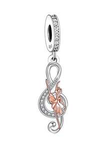 1個時尚925純銀音符吊墜珠子,適用於diy、音樂主題,派對場合男女皆可 - Q2704 - 查看 1