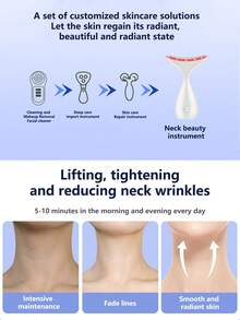 1只紓緩皮膚松弛,平滑皺紋,提拉雙下巴的護膚面部按摩器,頸部美容設備 - 白色 - 查看 2