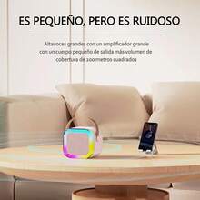 Altavoz Bluetooth LED con dos micrófonos para cantar y múltiples funciones de conectividad auxiliar - Rosa - Ver 7