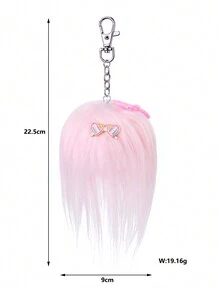 2pcs Women's Stylish Blue Purple Plush Fabric Glasses Zinc Alloy & Polyester Bow Decoration Keychain, Bag Accessory Suitable For Daily Wear - Multicolor - View 4