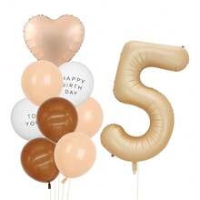 9pcs/Set Caramel Color Number Balloons (1-6) Birthday Party Decoration - Coffee Brown - View 7