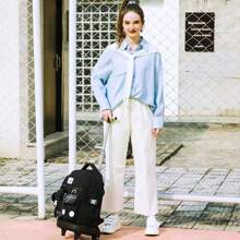 Rolling Backpack For Girls, 20" Women Roller Wheels Bookbag, Laptop Wheeled Suitcase School Backpacks With Lunch Bag For Teens - màu đen - Xem 7