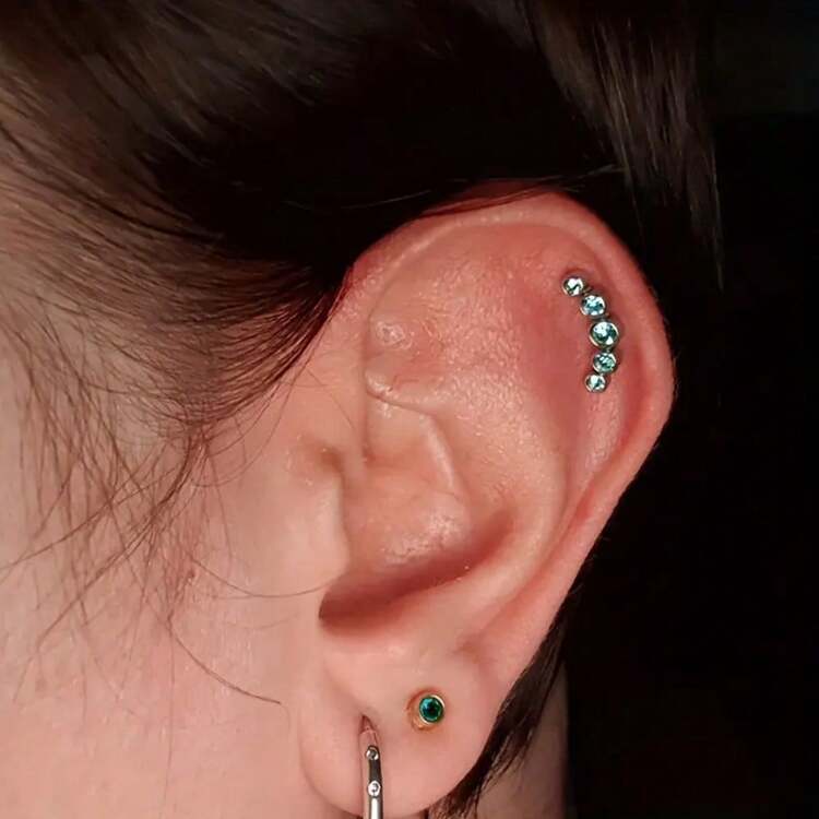 1件装 16G CZ 水晶耳钉 耳骨钉 耳廓钉 耳屏钉 316 不锈钢耳饰 女士耳部穿孔饰品 时尚日常及节日耳环 | 情人节、母亲节、毕业典礼及圣诞节完美礼物 - 彩色 - 查看 3