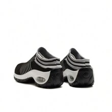Women's Half-Slippers, Sporty Knitted Air Cushion Socks With Shock Absorption, Slip On Shoes For Dancing And Casual Outings - Black and White - View 5