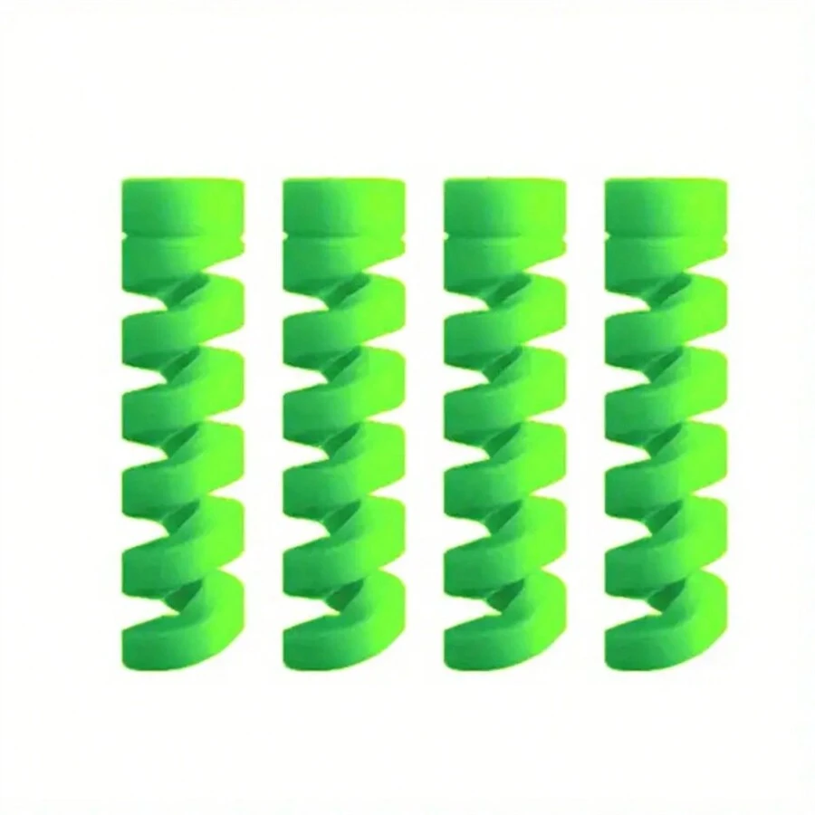 Protector De Cable De Datos De Silicona, Adecuado Para El Extremo Del Cable De Conexión Protector, Envoltura De Cable En Espiral Duradera Para Envoltorios De Cable Macho Y Hembra, Caja De Almacenamiento Para Protección De Cables De Datos En Dormitorio, Baño, Hogar, Oficina, Escritorio - Verde - Ver 1