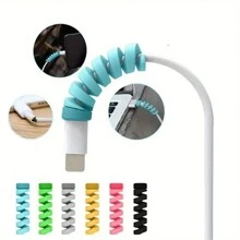 Protector De Cable De Datos De Silicona, Adecuado Para El Extremo Del Cable De Conexión Protector, Envoltura De Cable En Espiral Duradera Para Envoltorios De Cable Macho Y Hembra, Caja De Almacenamiento Para Protección De Cables De Datos En Dormitorio, Baño, Hogar, Oficina, Escritorio - Verde - Ver 4