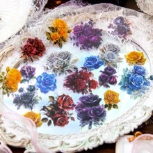 YANJI 30入/pack 玫瑰和花卉拼貼貼紙,適用於剪貼簿,筆記本,裝飾和diy工藝品 - 黑色 - 查看 2