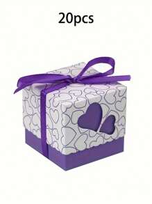 20入組情人節糖果盒,心形情人節杯形蛋糕餅乾盒,帶緞帶的甜點餅乾巧克力情人節派對禮物,紅色粉紅色紫色 - 彩色 - 查看 8