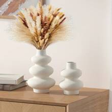 NJCHARMS 1/2個陶瓷花瓶,現代乾花瓶,圓形花瓶,pampas花瓶,波西米亞風格家居裝飾,適用於婚禮晚宴餐桌派對客廳辦公室臥室,新居禮品 - 白色 - 查看 5