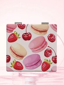 1pc Macaron Flower Patterned Vanity Mirror For Easy Carrying, Foldable And Slim Portable Hand Mirror In Stainless Steel & Silver Nano Plated Frame Design With Delicate Details, Suitable For A Variety Of Scenes And All Crowds - Multicolor - View 6