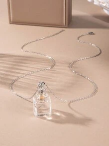 1 件裝酒瓶精油瓶吊墜項鍊香水瓶吊墜項鍊女裝珠寶獨特禮物 - 白色 - 查看 3