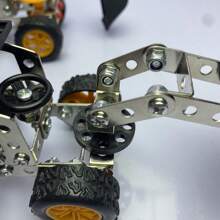 1pc Excavator 3d Metal Assembly Model Toy For Kids And Personal Collection, Industrial-Style Decoration Metal Craftsmanship Art Toy - Silver - View 7