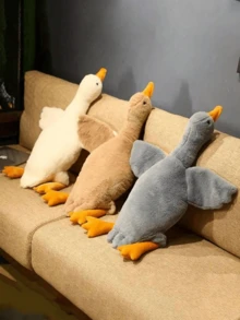 1 件大 50 公分/19.8 吋白色/黃色/灰色毛絨鵝玩具枕頭、睡娃娃或床或沙發墊 - 棕色 - 查看 2