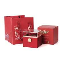 1pc Rotating Surprise Gift Box, Valentine'S Day Proposal Confession Ring Necklace Jewelry Storage Jewelry Box, Rose Jewelry Packaging Gift Box - Red - View 6