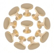 10Pcs Brass Gold Knobs, Round Brushed Brass Cabinet Knobs Drawer Pulls Handles For Home, 1.2 Inch Diameter - Gold - View 1
