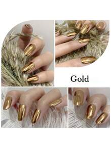 LYTTOA 8g/Pcs High Gloss Liquid Mirror Metal Gel, Gold/Silver/Rose Gold Trim Color Paint, 3d Super Flash Gel, Nail Art Salon Special Fishing Gel Nails - Gold - View 4