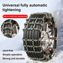 1pc Steel Snow/Mud/Sand Anti-Skid Chain For Car Tire, Suitable For Tire Width 165-265mm - Black - View 2